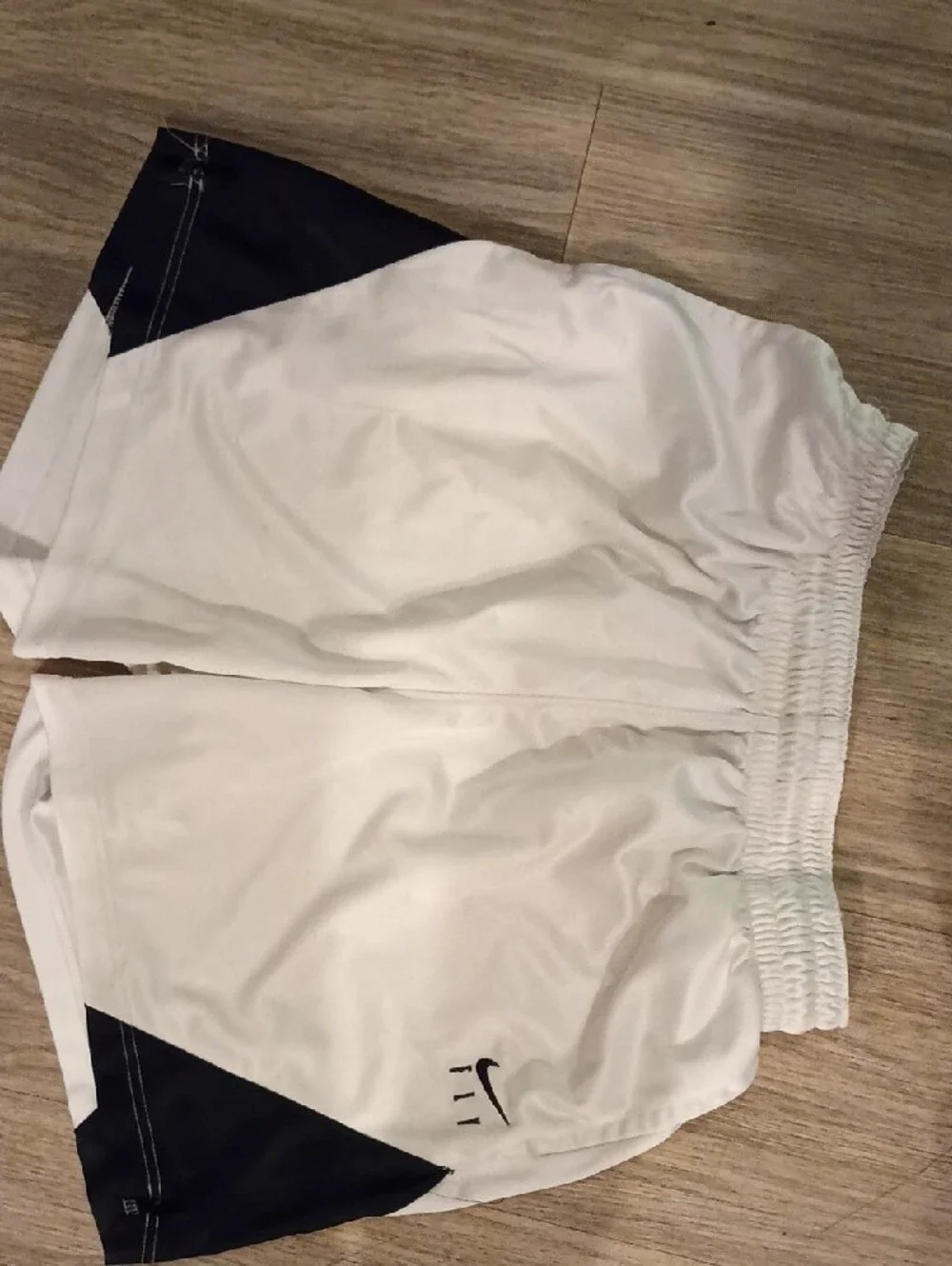 Nike Men’s White Athletic Shorts with Black Panels